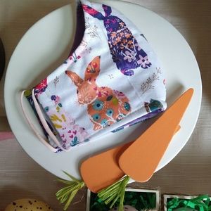 Multi-colored Floral Bunny Mask